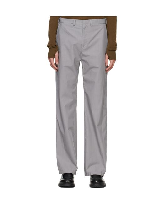 Rier Gray Casual Pants With Belt Loops for men