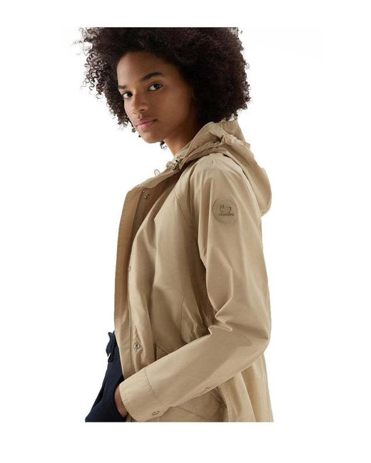 Woolrich Natural Logo Hooded Coat