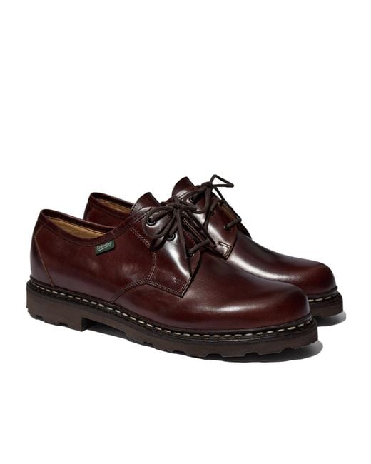 Paraboot Brown Round-Toe Business Dress Shoes for men