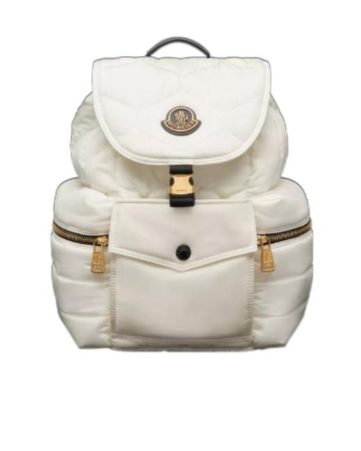 Moncler White Logo Backpack for men