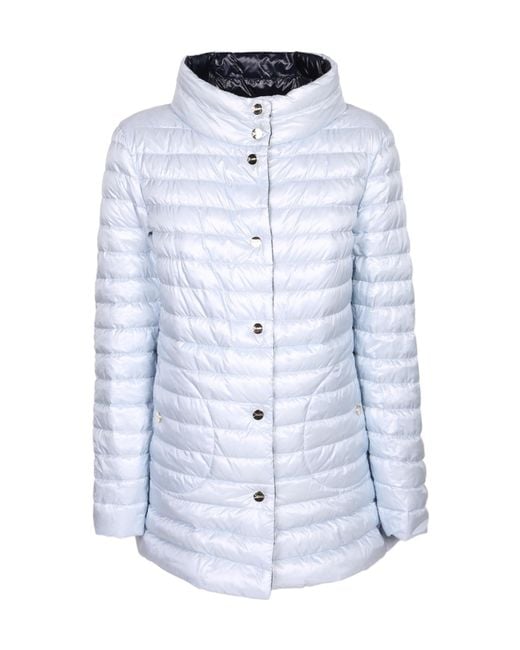 Herno Blue Reversible Button-Up Down Jacket