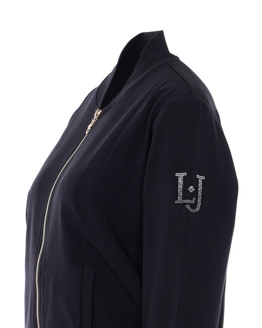 Liu Jo Blue Logo Detail Zip-Up Jumpsuit