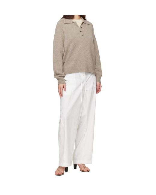 Studio Nicholson White Drawstring Casual Pants