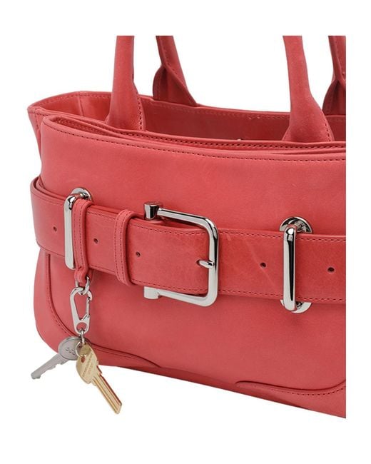 OSOI Red Brocle Belted Tote Bag