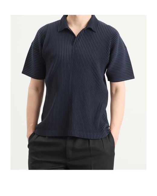Homme Plissé Issey Miyake Blue Homme Plissé Issey Miyake Pleated Polo Shirt for men