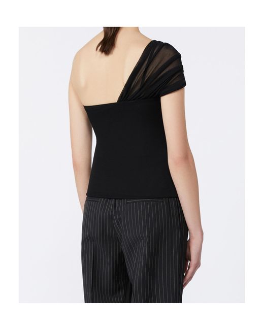 Max Mara Black Viscose Mesh Top