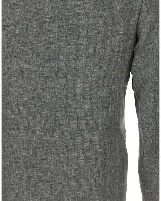 Eleventy Gray Double-Breasted Peak-Lapel Blazer for men