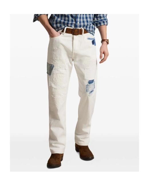 Polo Ralph Lauren White Heritage Patchwork Jeans for men