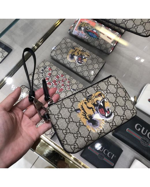 Gucci White Tiger Head Printed Wallet for men