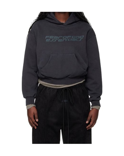 Fear Of God Black Logo Printed Classic Hoodie