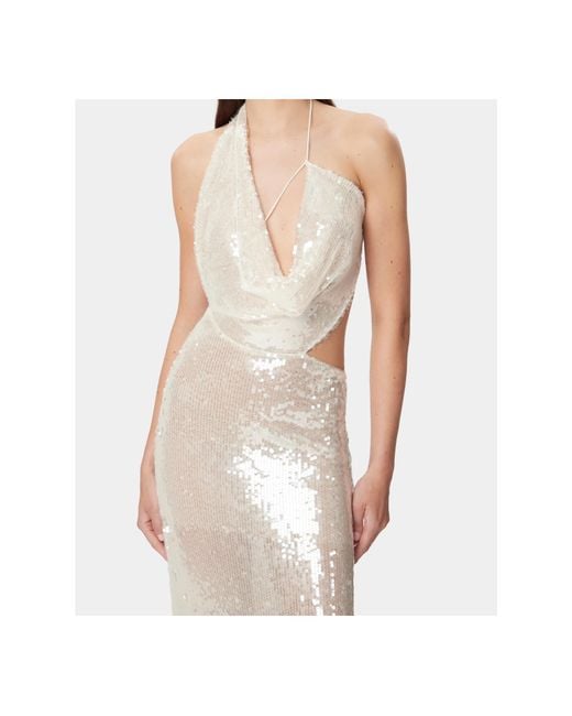 Amazuìn White Iselin Asymmetric Draped Maxi Dress