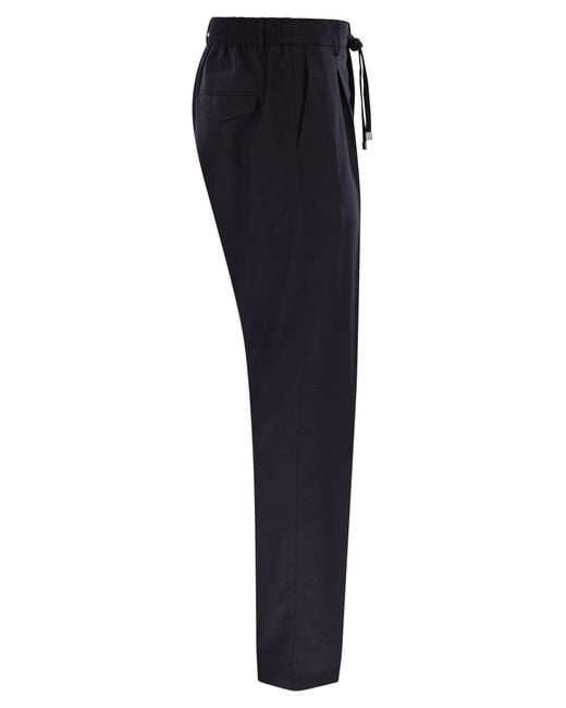 Peserico Blue Drawstring Virgin Wool Pants for men