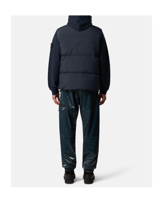 Stone Island Blue Logo Patch High Neck Sleeveless Vest for men