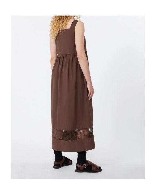 Weekend by Maxmara Brown Cotton Lace-Trim Midi Dress