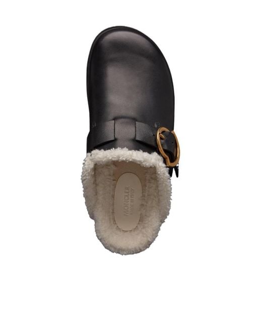 Moncler Black Buckle-Detailed Mules