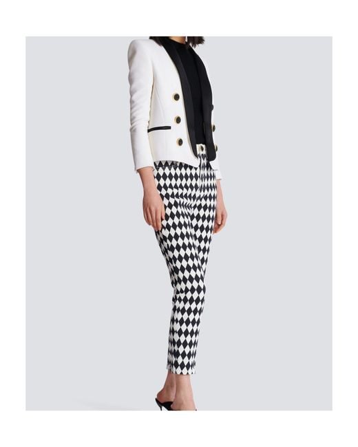 Balmain White Two-Tone Edge-To-Edge Jacket With 6 Buttons