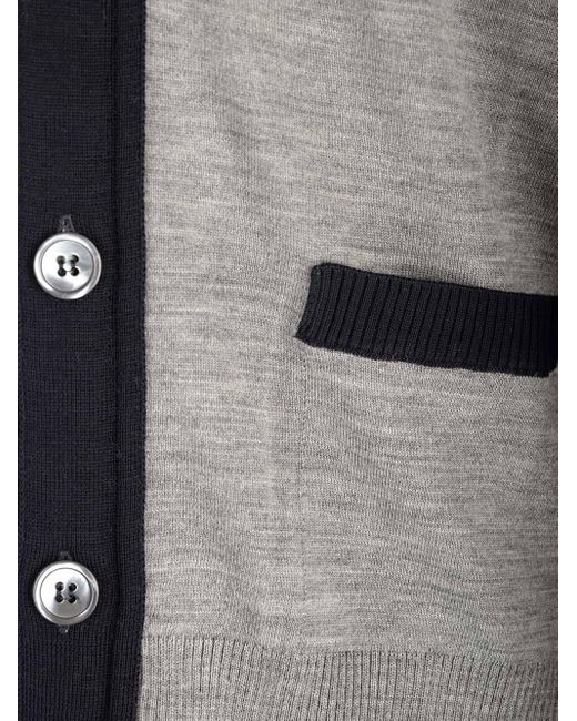 Thom Browne Blue Colour-Block Knit Cardigan for men