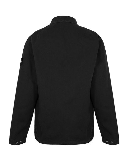 Stone Island Black Front Zip-Up Denim Jacket for men