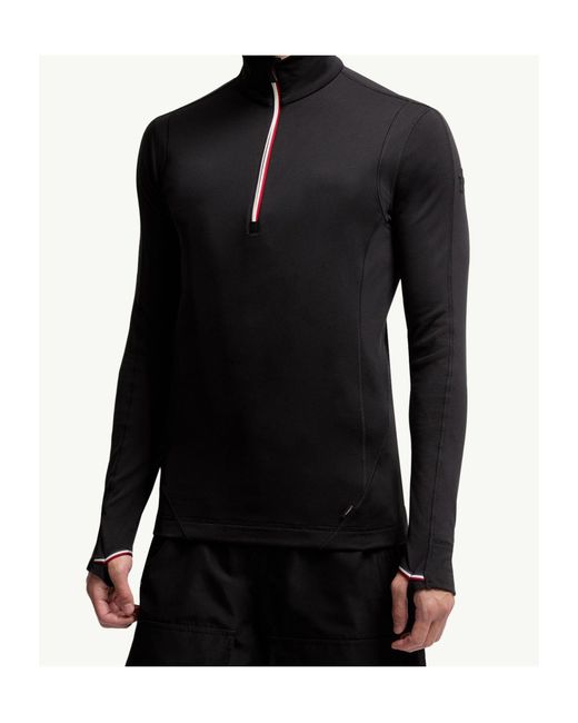 Moncler Black Polartec Half-Zip Sweatshirt for men
