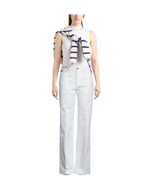 Dolce & Gabbana White Solid Color Bootcut Jeans