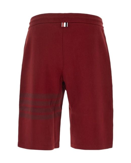 Thom Browne Red Stripe Detailed Drawstring Shorts for men