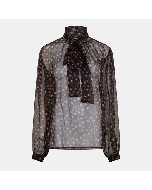 Dolce & Gabbana Gray Tie Long Sleeve Blouse