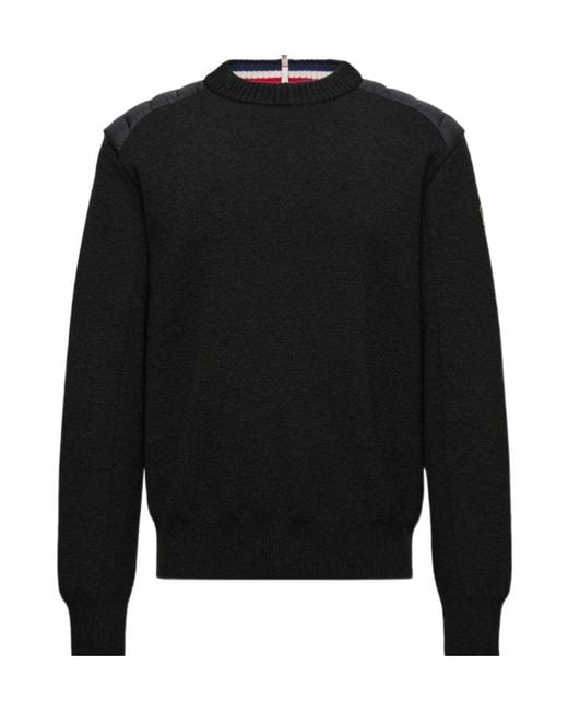 Moncler Black Grenoble Padded Shoulder Knitted Sweater for men