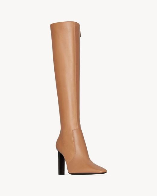 Saint Laurent White Francoise Pointed Toe Boots