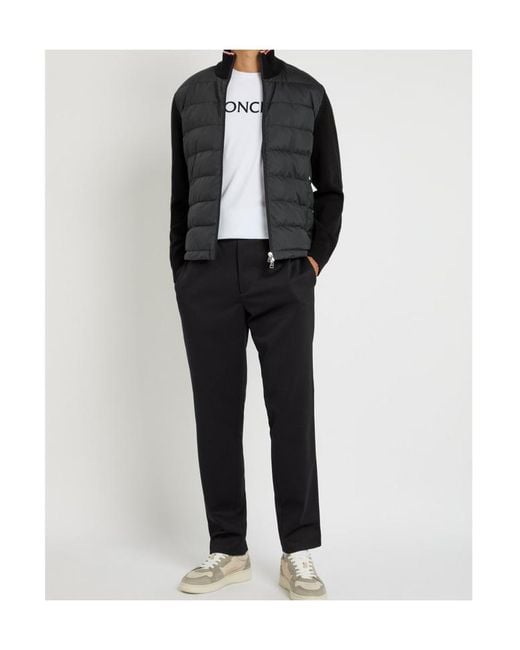 Moncler Black Quilted Shell And Knit Jacket for men