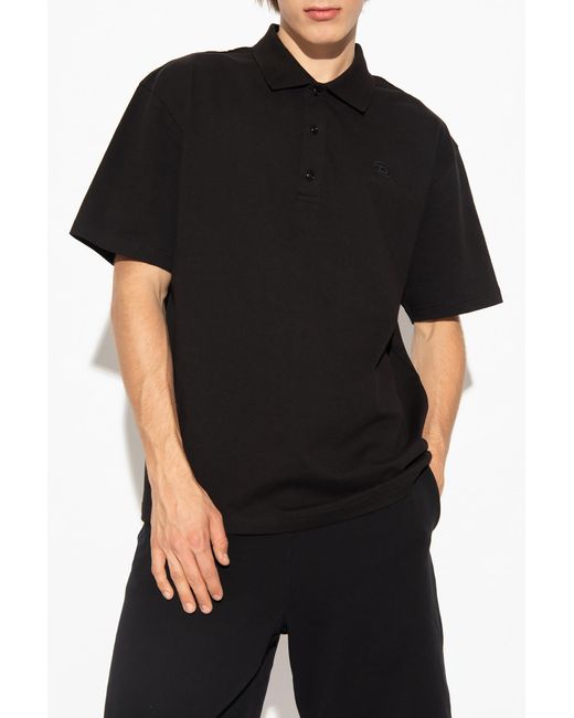 DIESEL Black Oval D Short-Sleeved Polo Shirt for men