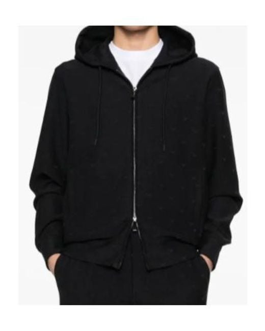 Emporio Armani Black Zip-Up Drawstring Hoodie for men