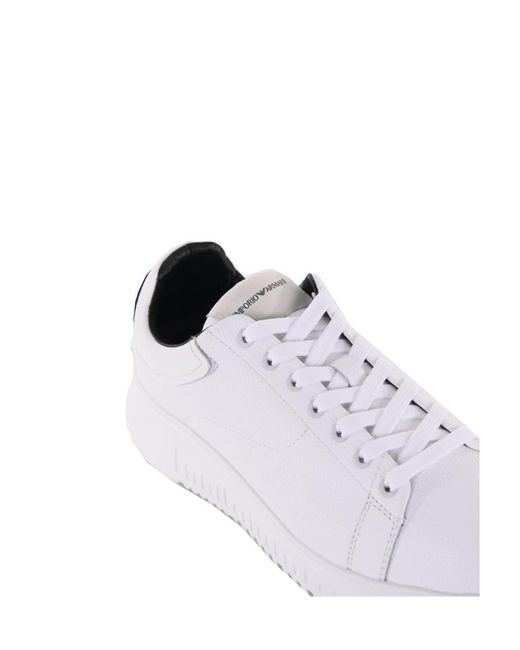 Emporio Armani White Low-Cut Lace-Up Sneakers for men