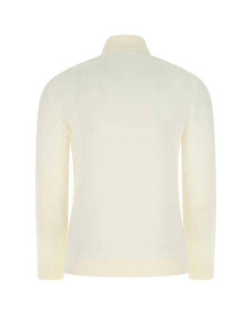 Jil Sander White Roll-Neck Long-Sleeved Knitted Sweater for men