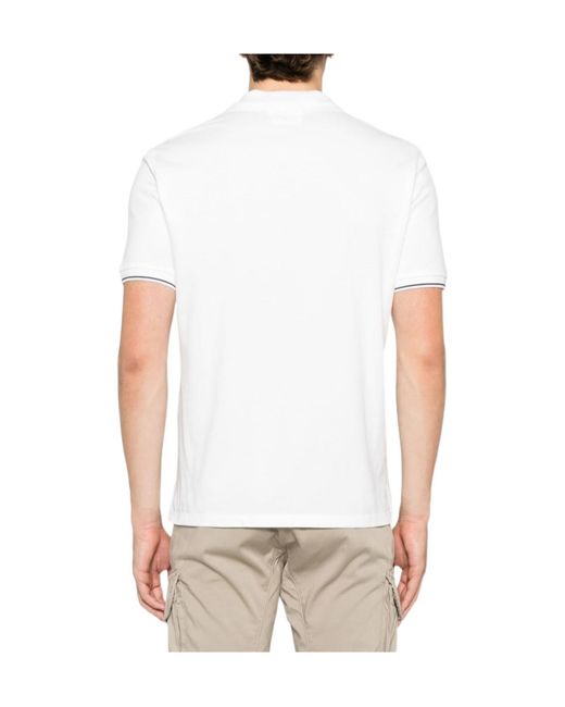 C P Company White Logo-Patch Polo Shirt for men