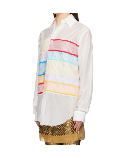 Edward Cuming White Collage Heart Throb Collared Shirt