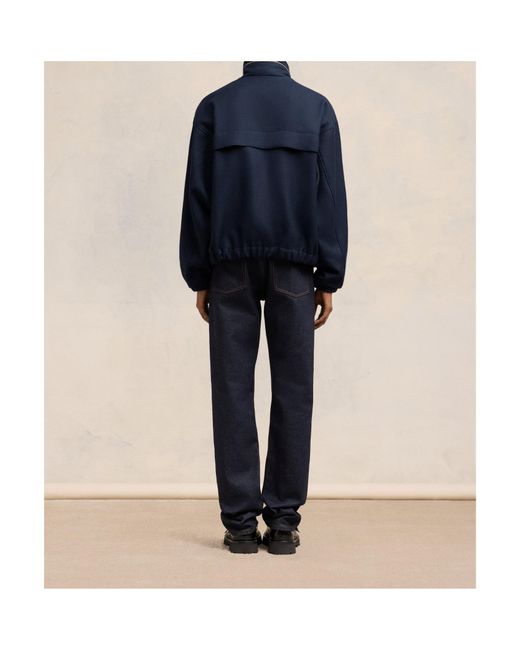 AMI Blue Ami Alexandre Mattiussi Elasticated Waist Zipped Windbreaker for men
