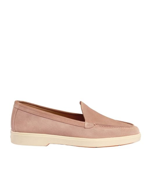 Santoni Brown Logo Moulded Loafers
