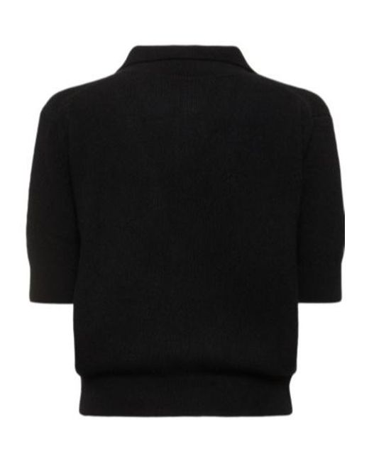 Khaite Black Jo Stretch V-Neck Sweater