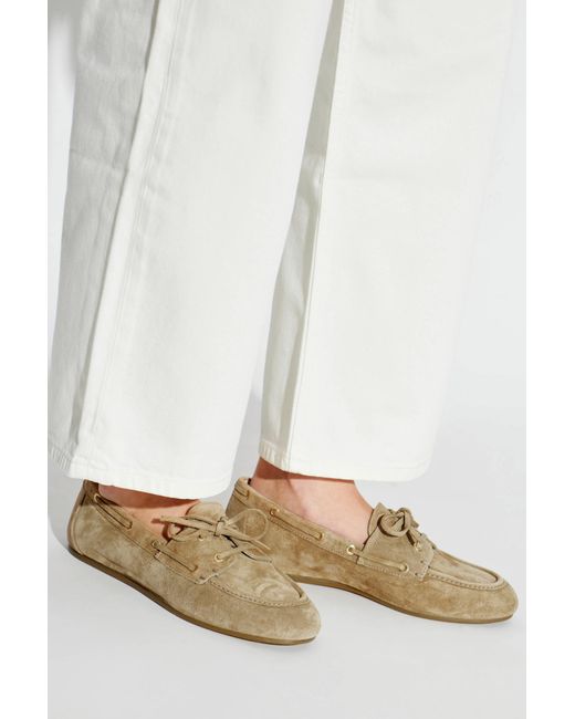 Stuart Weitzman Brown Lace-Up Flats
