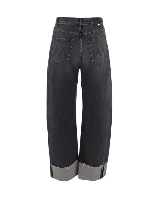 Mother Gray Wide-Leg Cuffed Jeans