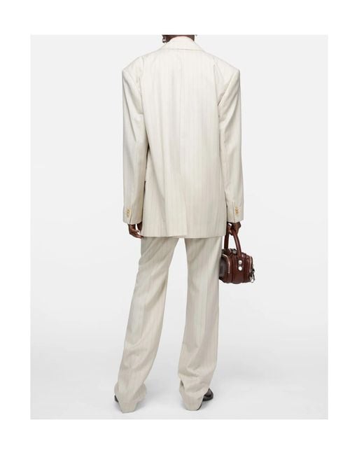 Acne Natural Pinstriped Tailored Blazer