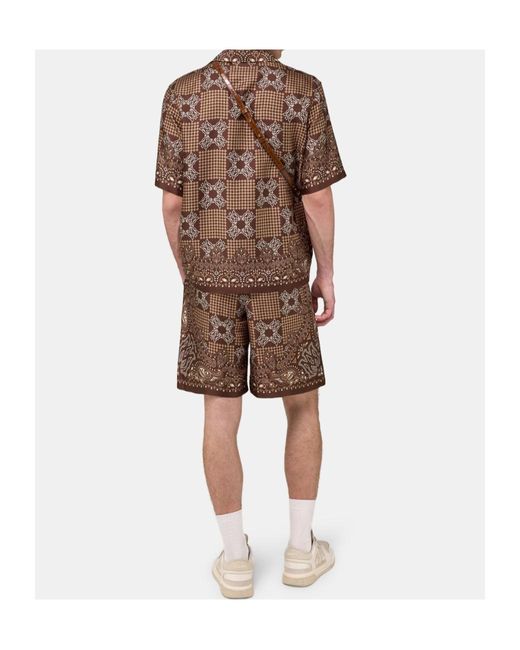 Amiri Brown Ma Check Printed Shorts for men