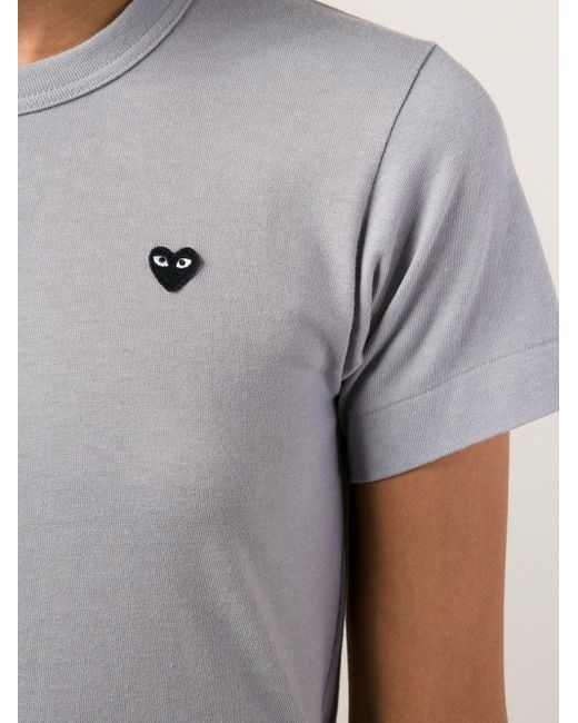 COMME DES GARÇONS PLAY Gray Embroidered Heart T-Shirt
