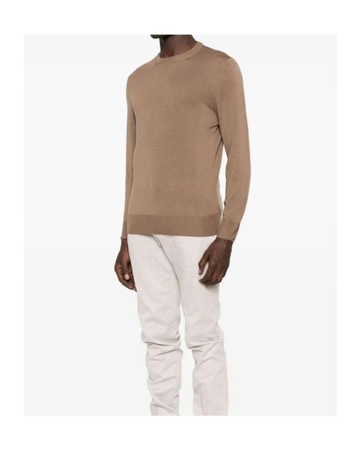 Canali Brown Crew-Neck Pullover for men
