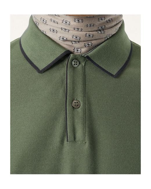 Loro Piana Green Stretch Cotton Polo Shirt for men