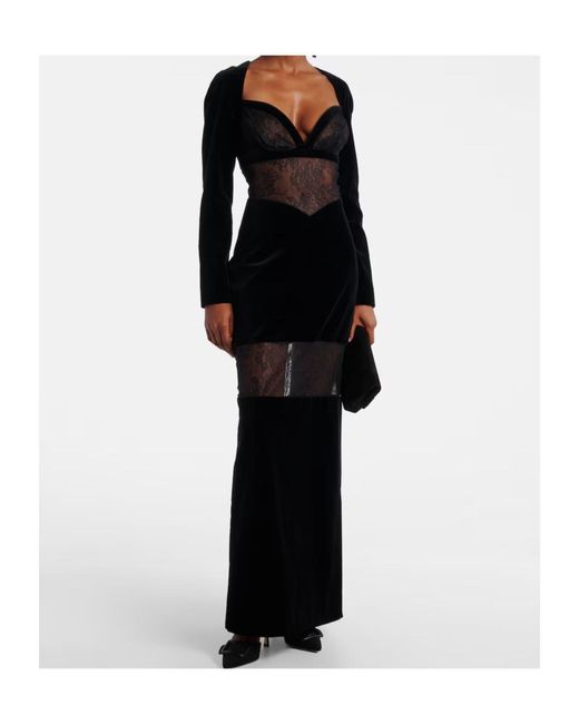 Nina Ricci Black Velvet And Lace Gown