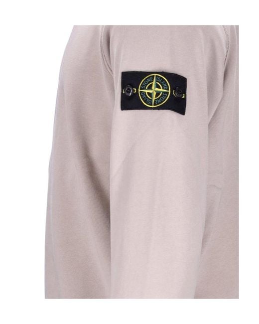 Stone Island Pink Logo Patch Crewneck Sweatshirt for men