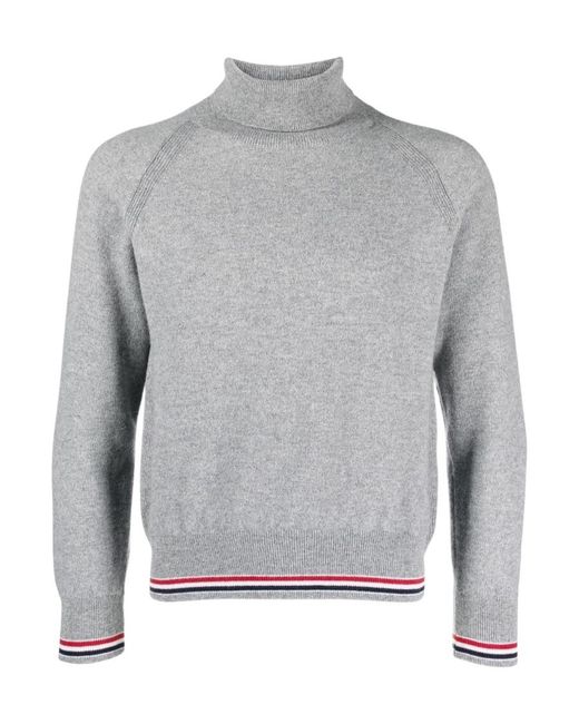 Thom Browne Gray Cashmere Turtle-Neck Sweater for men