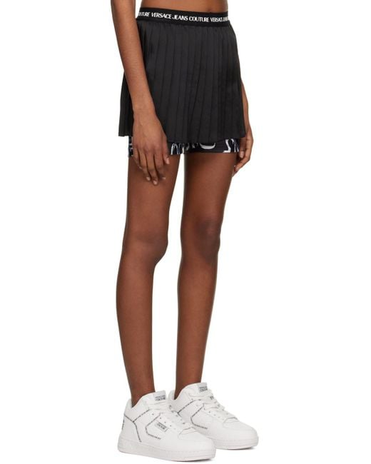 Versace Jeans Black Couture Pleated High-Waisted Skorts