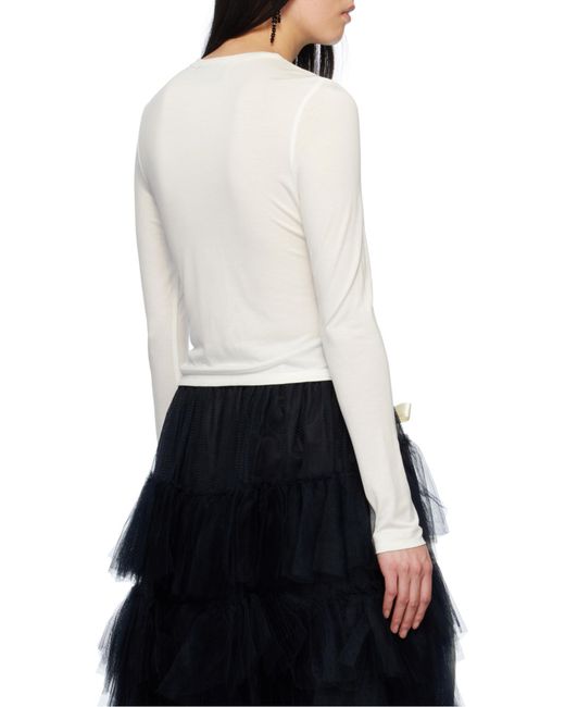 Simone Rocha White Off- Bow Tail Easy T-Shirt